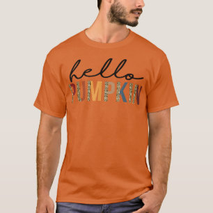 Camiseta Olá Pumpkin Leopard Fall Autumn Pumpkin Thanksgi