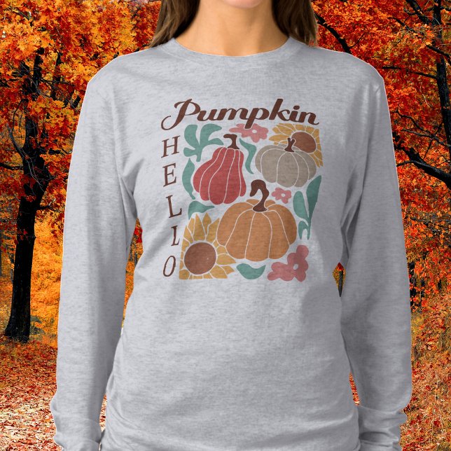 Camiseta Olá, Pumpkin Long Sleeve T Shirt (Criador carregado)