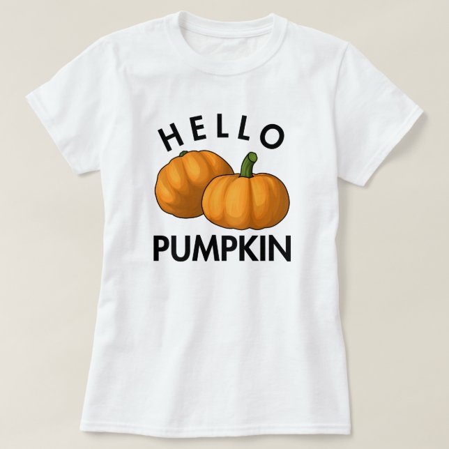 Camiseta Olá Pumpkin Quente Dias de Outono (Frente do Design)