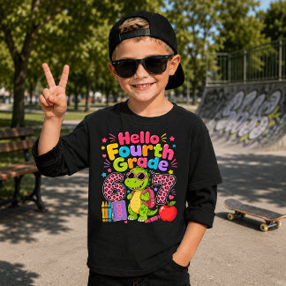 Camiseta Olá Quarta Série Dinossauro Fofo Escola Volta às A