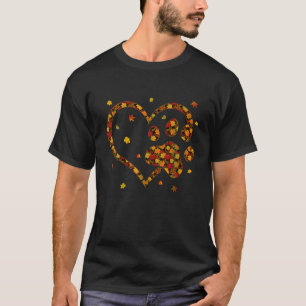 Camiseta Olá, Queda Autumn Leaf Dog Cat Paw Print Pets Kitt