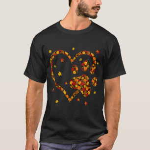 Camiseta Olá, Queda Autumn Leaf Dog Cat Paw Print Pets Kitt