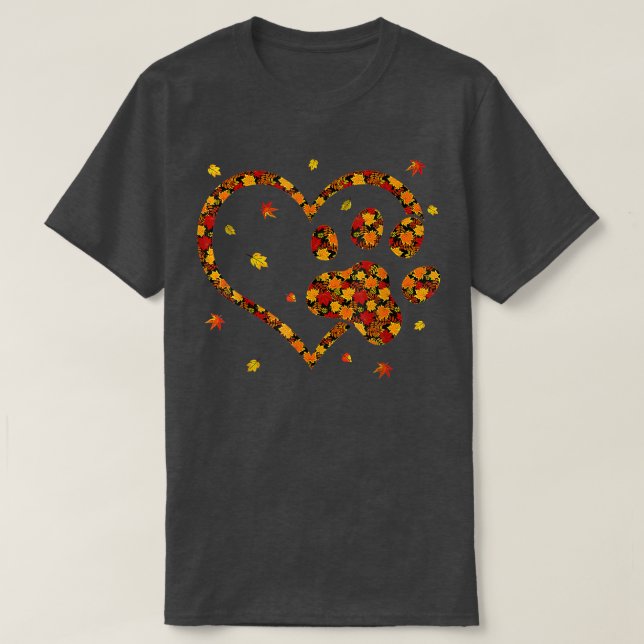 Camiseta Olá, Queda Autumn Leaf Dog Cat Paw Print Pets Kitt (Frente do Design)