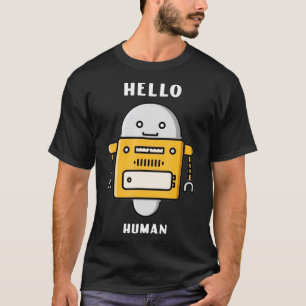 Camiseta Olá, Robótica Humana, Retro Bot Cyborg Vintag