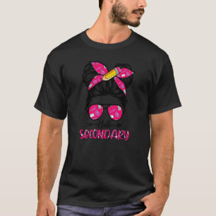 Camiseta Olá Secundário De Volta à Escola Coque Desarrumado