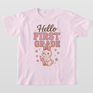 Camiseta Olá Segunda Série Laço Coquete Professora Menina