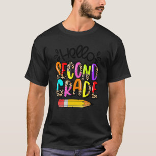 Camiseta Olá Segundo Ano Boho Leopardo Volta às Aulas Chá