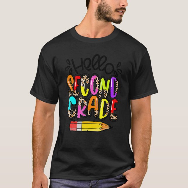 Camiseta Olá, Segundo Grau Leopardo Boho De Volta À Escola  (Frente)