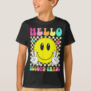 Camiseta Olá segundo grau sorriso retrô de volta à escola