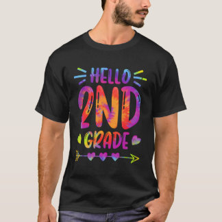 Camiseta Olá Segundo Tie Dye Engraçado De Volta Ao Ensino
