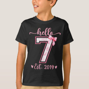 Camiseta Olá sete est 2019 menina de 7 anos de idade coquet