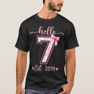 Camiseta Olá sete est 2019 menina de 7 anos de idade coquet