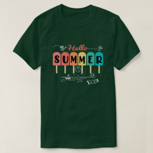 Camiseta  Olá Sorvete de férias de verão picolé gelado 