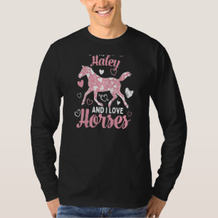 Camiseta Olá, sou Haley e adoro cavalos, bom padrão de cora
