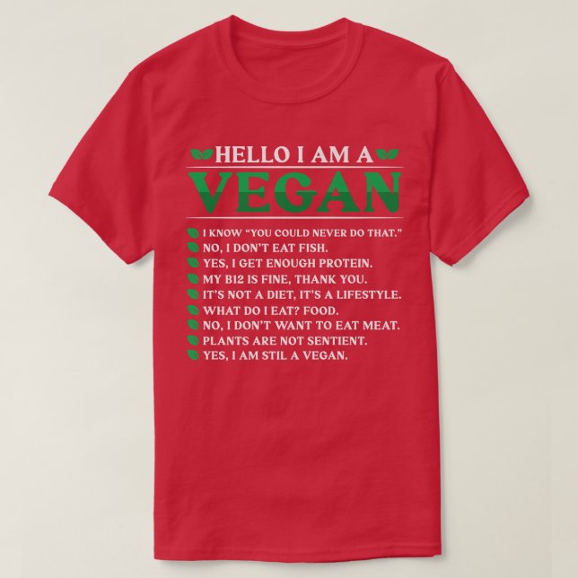 Camiseta Olá, sou um Vegan (Frente do Design)