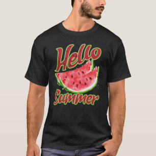 Camiseta Olá Summer Aquarela Design de melancia