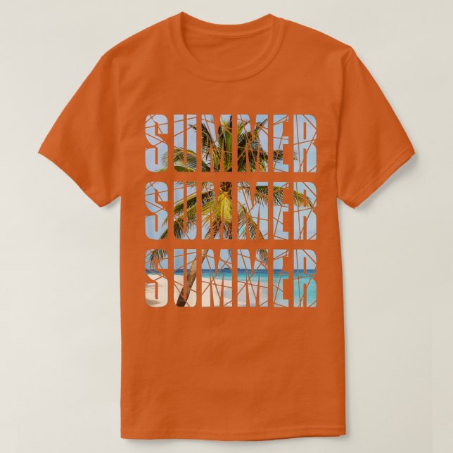 Camiseta Olá Summer Coconut Palm Tree Retro Beach Tropica (Frente do Design)