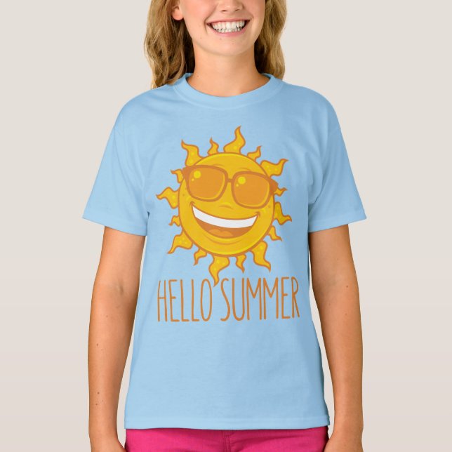 Camiseta Olá Summer Sun com óculos de sol (Frente)