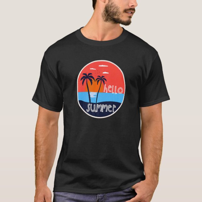 Camiseta Olá Summer Vacle Beach E Palm Tree Sunset (Frente)