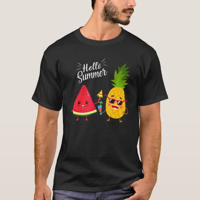 Camiseta Olá Summer Watermelon Pineapple Summer Summer (Frente)