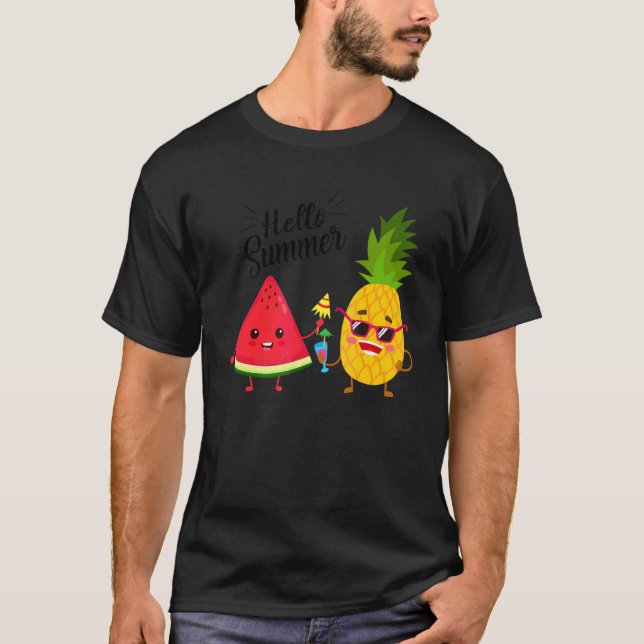Camiseta Olá Summer Watermelon Pineapple Summer Summer Summ (Frente)