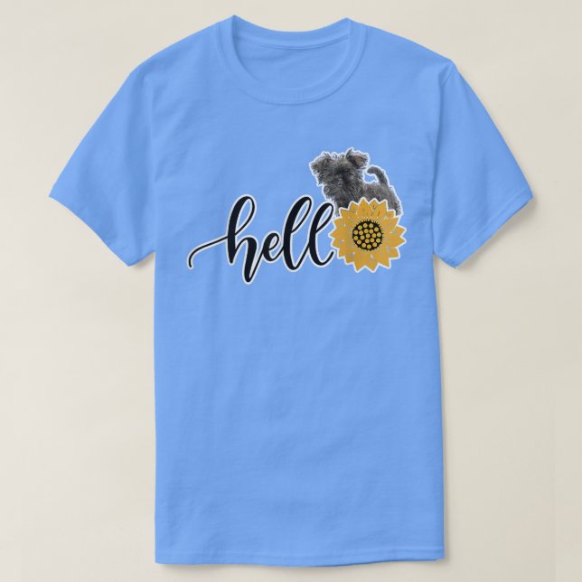 Camiseta Olá Sunflower Affenpinscher (Frente do Design)