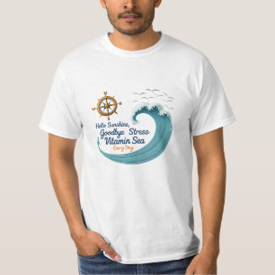 Camiseta Olá Sunshine, Adeus Stress - Ocean Breeze Edit