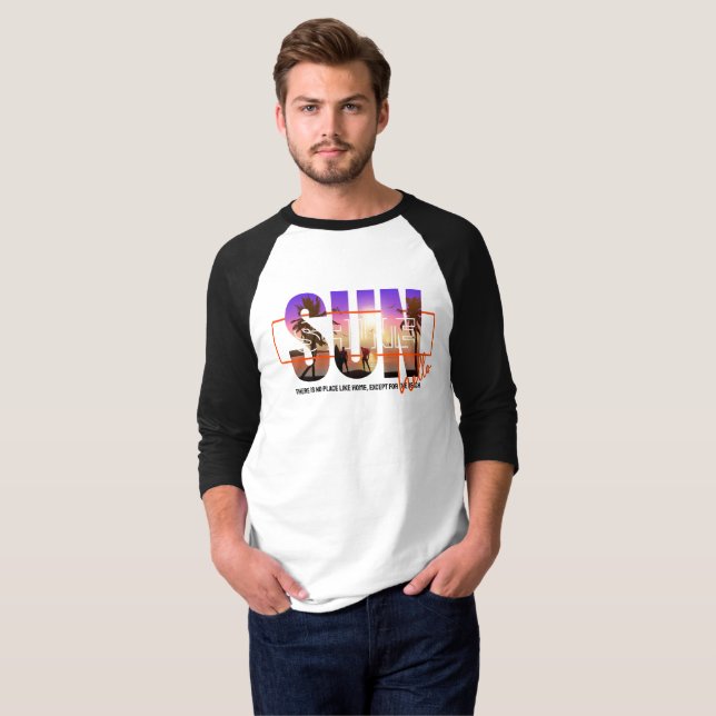 Camiseta Olá Sunshine | Homens 3/4 Capa Raglan (Frente Completa)
