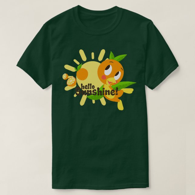 Camiseta Olá Sunshine Laranja Pássaro branco fundoTShirt (Frente do Design)