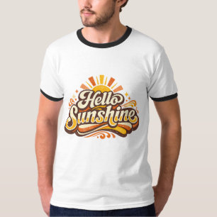 Camiseta Olá Sunshine Vibrações de Verão Retro