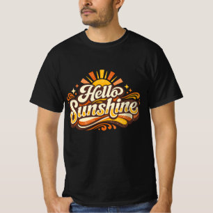 Camiseta Olá Sunshine Vibrações de Verão Retro