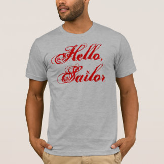 Camiseta Olá!, T do Apertado-ajustado do marinheiro: D