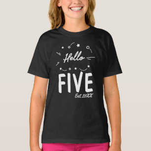 Camiseta Olá, T-Shirt de Aniversário de 5 Personalizado