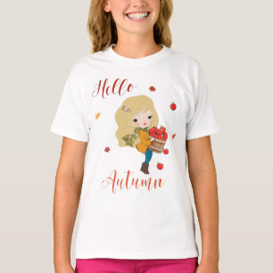 Camiseta Olá! t-shirt do outono para meninas e mulheres
