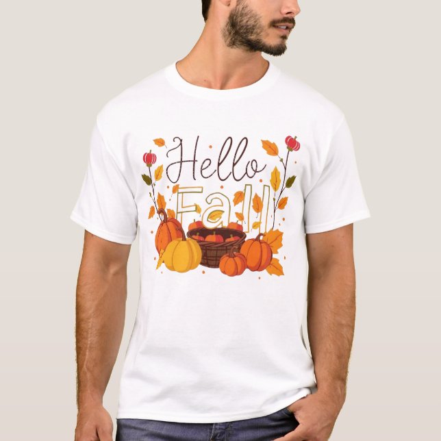 Camiseta Olá, T-Shirts de Queda - Cozy Autumn Vibes (Frente)