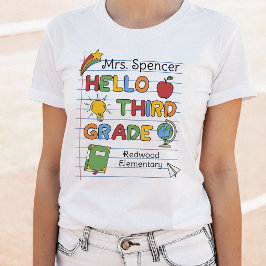 Camiseta Olá Terceira Série Papel Escolar & Rabiscos