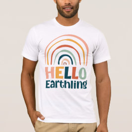 Camiseta Olá Terráqueo divertido arco-íris retrógrado