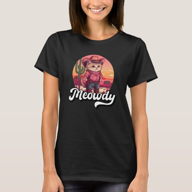 Camiseta Olá Texas Gato Meme Música Country Cowgirl Fofa C (Frente)