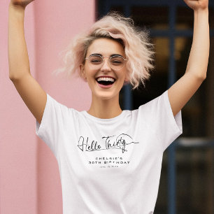Camiseta Olá Trinta Minimalista Aniversário de 30