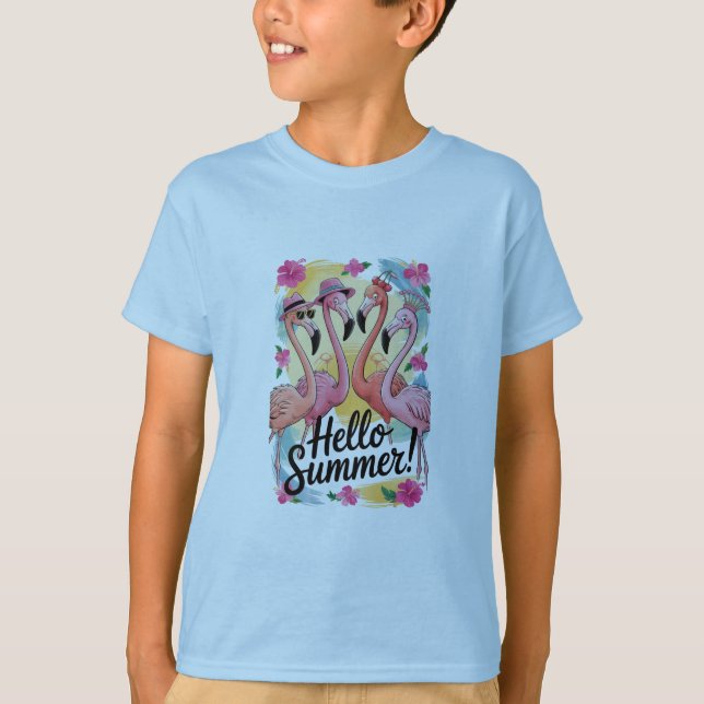 Camiseta Olá, Tropical de Férias de Praia da Summer Cute Fl (Frente)