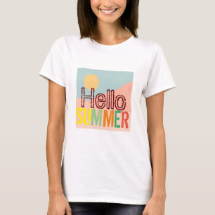 Camiseta Olá, verão branco colorido veste mulheres do sol f