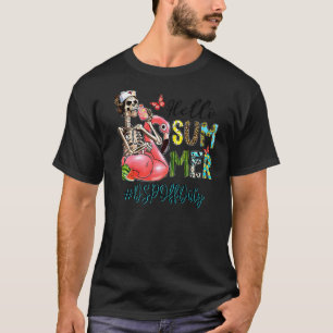Camiseta Olá Verão Caveira Flamingo Flutuador Dsp Vida de E
