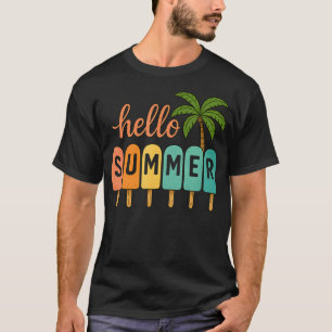 Camiseta Olá Verão Férias de Praia Sorvete Picolé