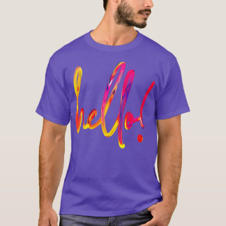 Camiseta Olá versão escovada do arco-íris