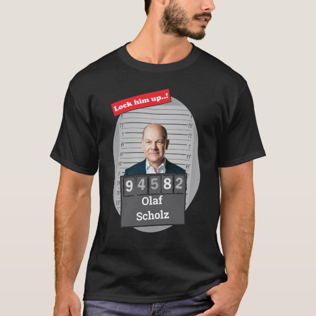 Camiseta OLAF SCHOLZ 🤣 Funny Mugshot Novelty Bloqueá-Lo (Frente)