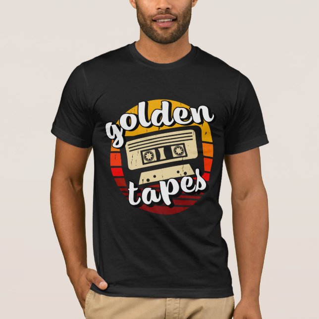 Camiseta old cassette golden tapes old music retro style (Frente)