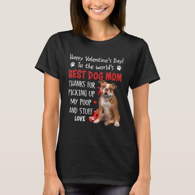 Camiseta Old English Bulldog Best Dog Mom Valentines Day Fu (Frente)