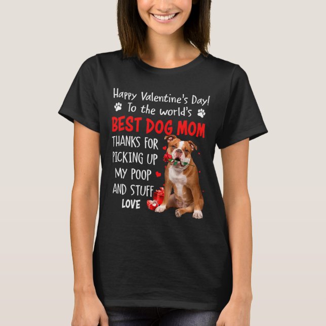 Camiseta Old English Bulldog Dog Mom Valentines Day Fu  (Frente)