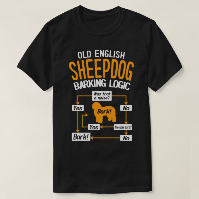 Camiseta Old English Sheepdog Barking Logic Funny Dog Lover (Frente do Design)