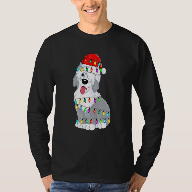 Camiseta Old English Sheepdog Dog Light Decor Christmas Dog (Frente)